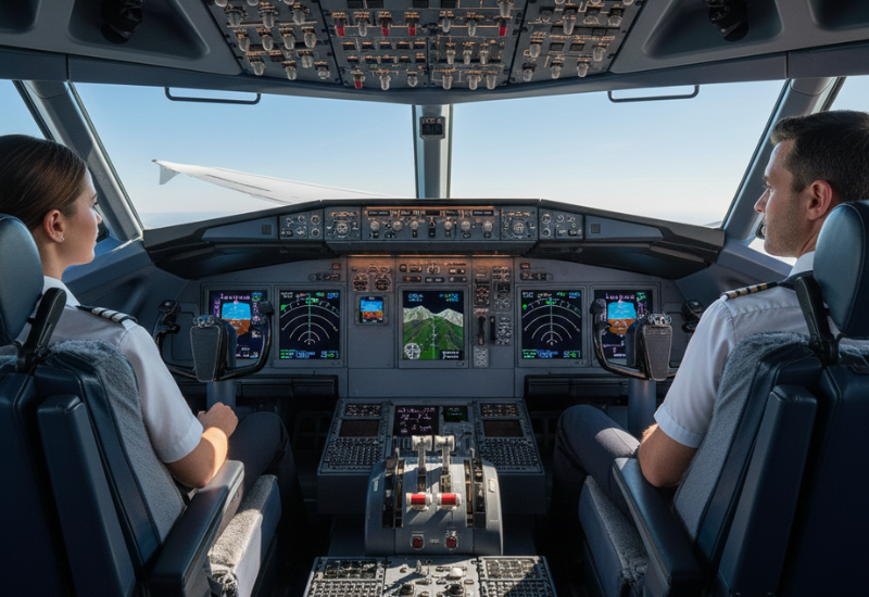 cockpit d'un avion de ligne
